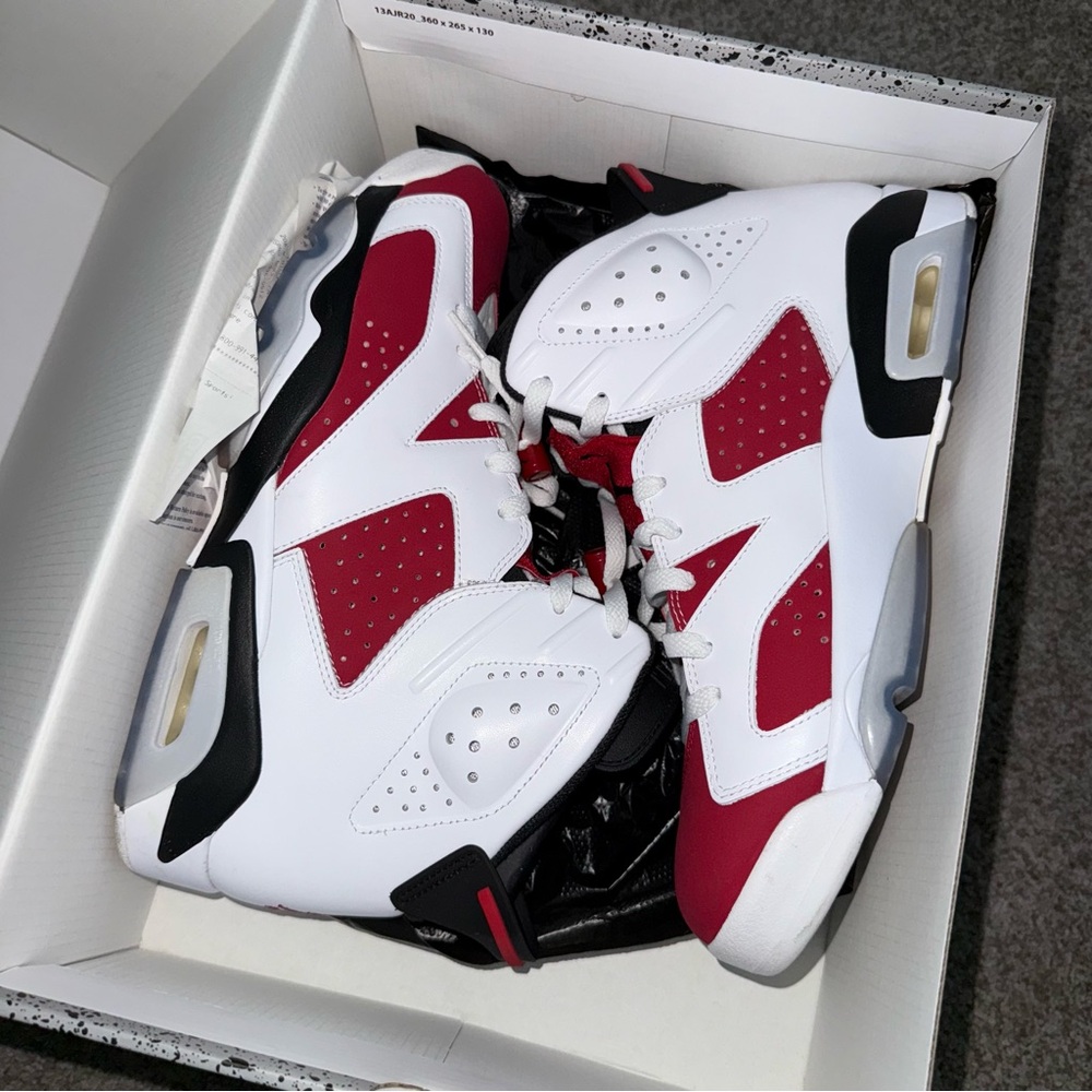 Nike Air Jordan 6 XI Retro Carmine White and Red Athletic Sneakers